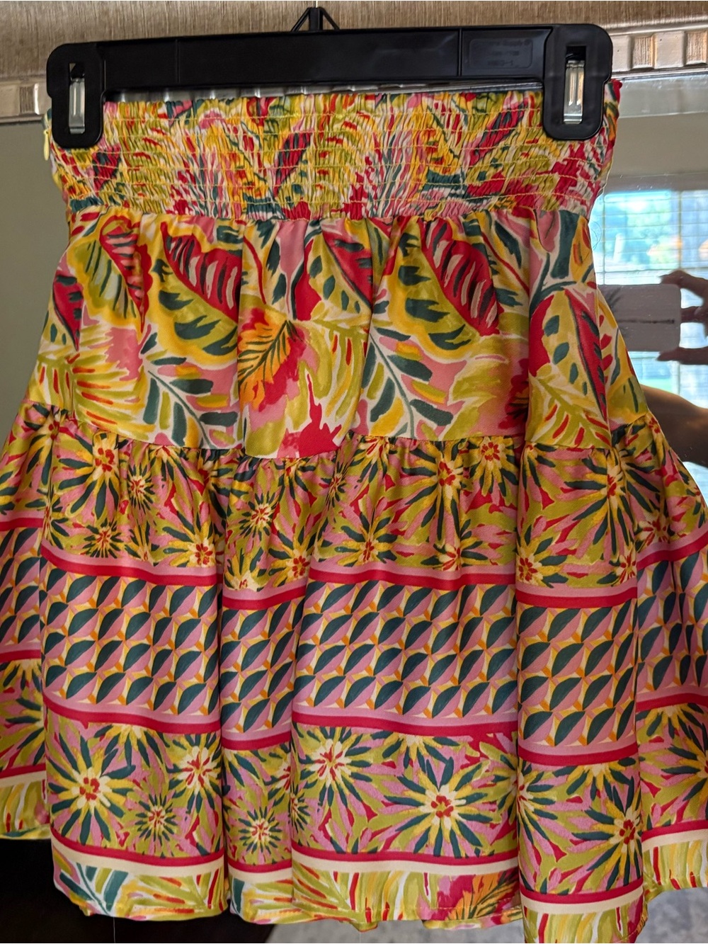 Dress Forum Bright Floral Tiered Mini Skirt in Pink & Yellow